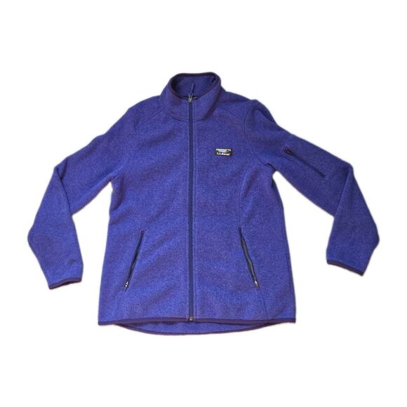 L.L. Bean Jackets & Blazers - L.L.Bean Sweater Fleece Jacket Blue Full Zip Pockets Womens M Petite EUC